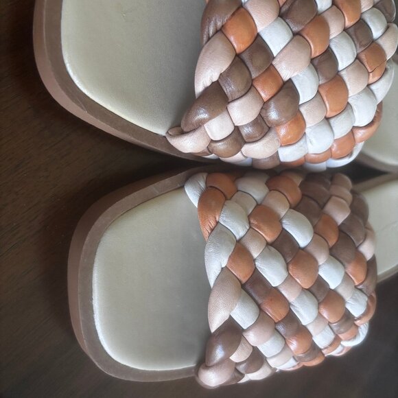 Madewell | Tan Orange The Suzi Puffy Woven Leather Neutral Sandals, Sz 7.5 - Picture 9 of 11
